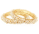 Lila Pearl Bangle Set in Gold For Sale