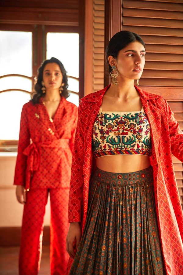 Ajrakh Lehenga Set Hot on Sale