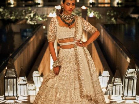 Cream & Gold Lehenga Set Cheap