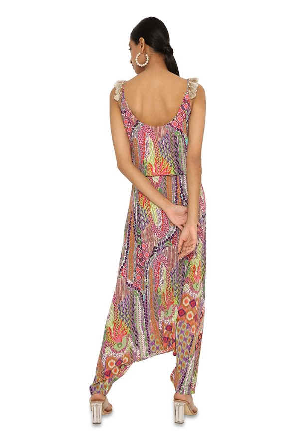 Aima African Print Embroidered Crepe Jumpsuit Online Sale