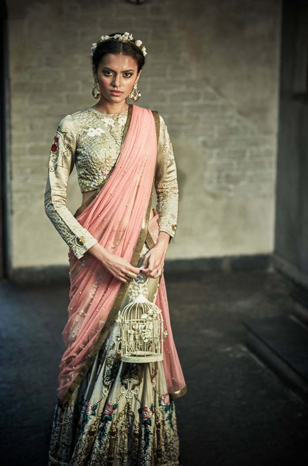 Garden Rose Bridal Lehenga For Cheap