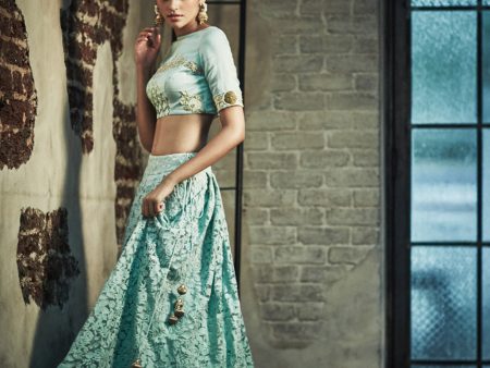 Teal Moroccan Lehenga Online