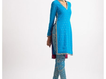 Firozi V Neck Multi Geo Pant Kurta Set Online Sale