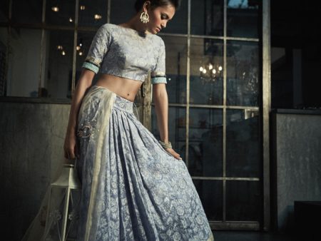 Cross stitch Lilac Rose Lehenga For Sale