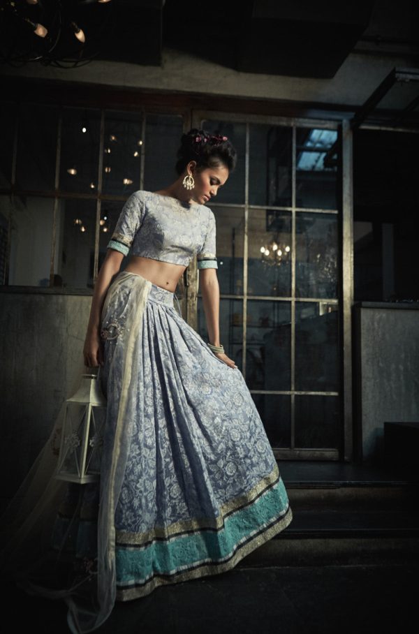 Cross stitch Lilac Rose Lehenga For Sale