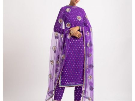 Purple Multi Polka Pant Kurta Set Online