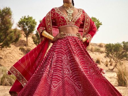 BHUVI BANDHANI LEHENGA SET – RED For Sale