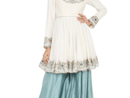 NAJMA OFF WHITE EMBROIDERED SHORT ANARKALI Sale