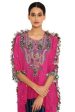 Asta Hot Pink Colour Silk Embroidered High-Low Kaftan With Midnight Blue Colour Salwaar Sale