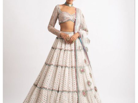 White Multi Tier Multi Color Lehenga Set Hot on Sale