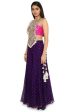 Alaine Hot Pink Colour Georgette Yoke Embroidered Bandhani Bustier And Purple Georgette Frill Sharara on Sale