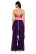 Alaine Hot Pink Colour Georgette Yoke Embroidered Bandhani Bustier And Purple Georgette Frill Sharara on Sale