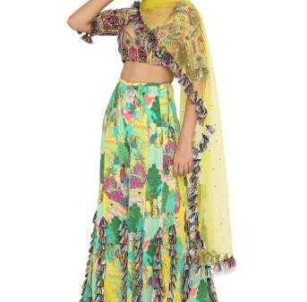 Adana Yellow Colour Georgette Embroidered Choli With Yellow Colour Sharara And Yellow Mukaish Organza Dupatta For Discount