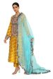 Anansi Mustard Colour Leheriya Silk Embroidered Kurta And Palazzo With Aqua Leheriya Organza Dupatta Supply