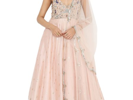 HOOR ROSE PINK EMBROIDERED ANARKALI For Discount