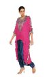 Asta Hot Pink Colour Silk Embroidered High-Low Kaftan With Midnight Blue Colour Salwaar Sale