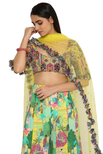 Adana Yellow Colour Georgette Embroidered Choli With Yellow Colour Sharara And Yellow Mukaish Organza Dupatta For Discount