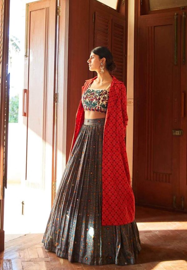 Ajrakh Lehenga Set Hot on Sale