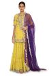 Imani Lime Green Colour Embroidered Kurta And Sharara With Purple Organza Dupatta Sale