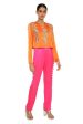 Amynah Orange Colour Satin Embroidered Top With Hot Pink Satin Pants For Sale