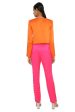 Amynah Orange Colour Satin Embroidered Top With Hot Pink Satin Pants For Sale