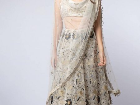 Off-White Embroidered Lehenga Online Sale