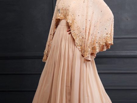 Peach Cape Anarkali Discount