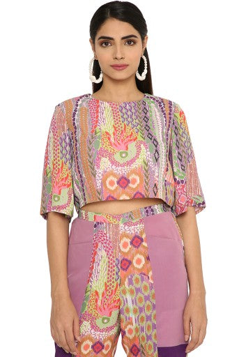 Hifza African Print Crepe Top With Printed Colourblock Pants on Sale