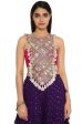 Alaine Hot Pink Colour Georgette Yoke Embroidered Bandhani Bustier And Purple Georgette Frill Sharara on Sale