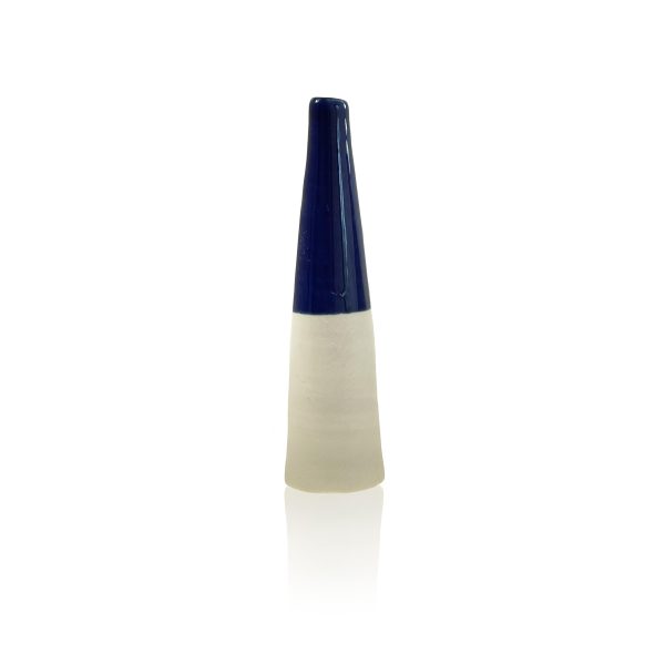 Ceramic Bottle Bud Vase - Deep Blue For Sale