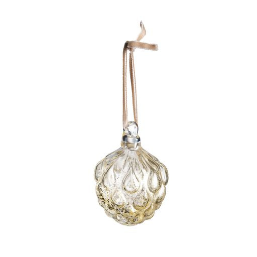 Pinecone Glass Bauble - Clear Gold Leaf Online