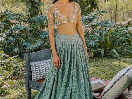 Vintage Sage Lehenga Discount