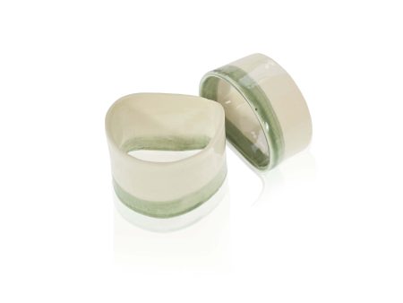 Ceramic Napkin Ring with Light Green Stripe For Cheap