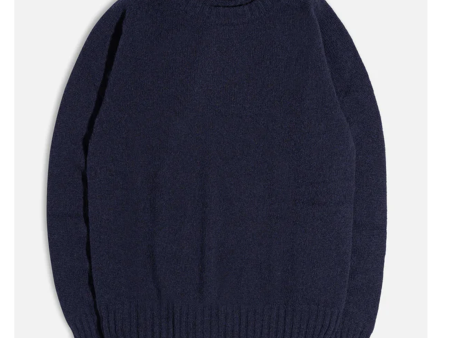 Brushed Shetland Crew in Navy Cheap