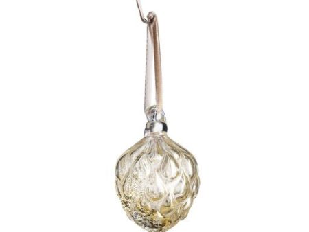 Pinecone Glass Bauble - Clear Gold Leaf Online