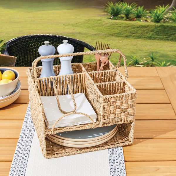 Better Homes & Gardens Resin Rattan All-in-one Serving Caddy, Beige Fashion