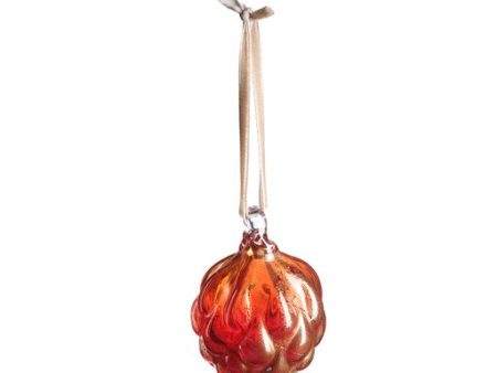 Pinecone Glass Bauble - Red Gold Leaf For Sale