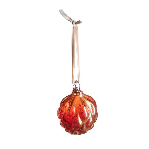 Pinecone Glass Bauble - Red Gold Leaf For Sale