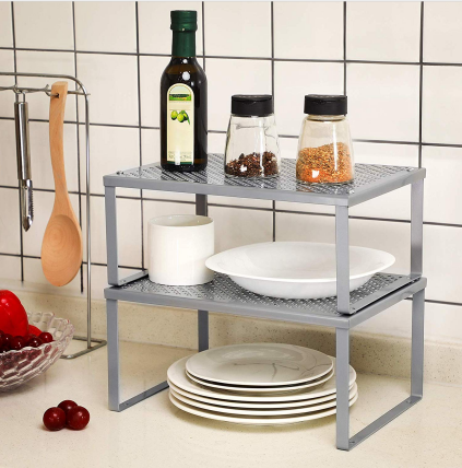 2 Pack Kitchen Storage Racks and Shelves for Cabinet Counter，Metal Fashion