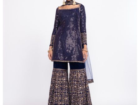 Navy Blue Kurta Sharara Set Online now