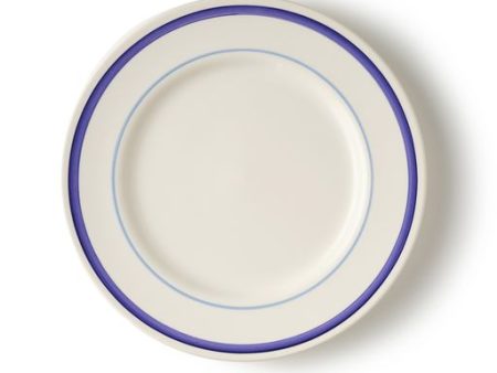 Dinner Plate with Two Blue Stripe Detail Online Hot Sale