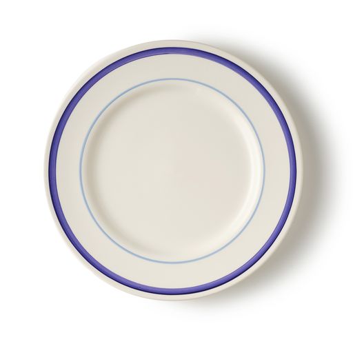 Dinner Plate with Two Blue Stripe Detail Online Hot Sale