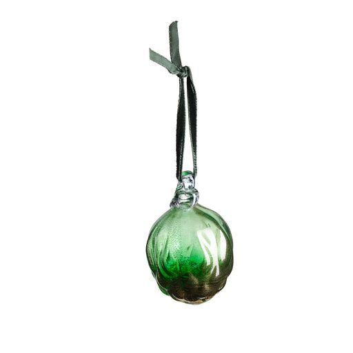 Pinecone Glass Bauble - Green Gold Leaf on Sale