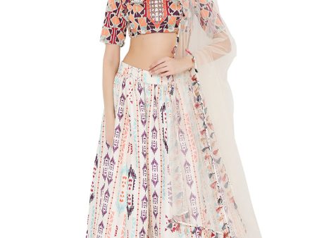 Cream Ikat Lehenga Set PS-LH0027-A Fashion