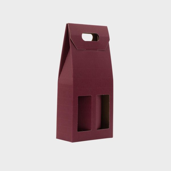 2 bottle fluted hamper box with window Fashion