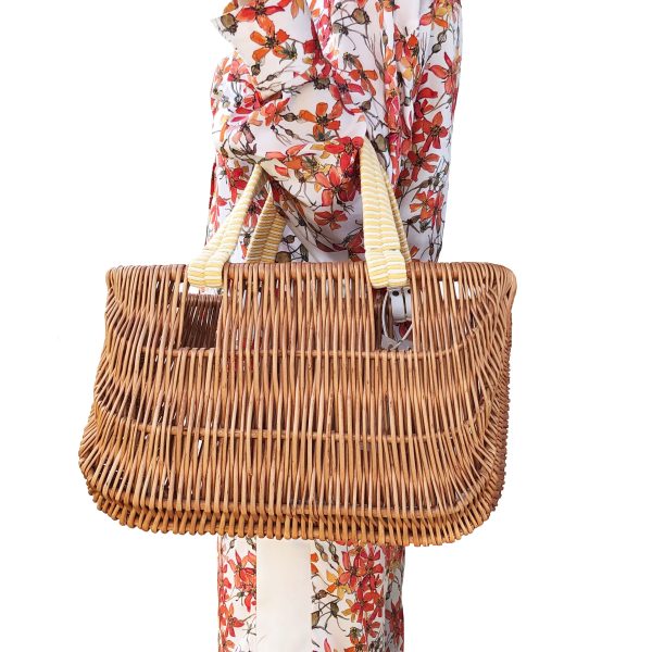 Willow Basket Bag with Yellow Handles Online now