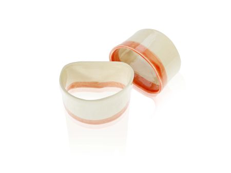 Ceramic Napkin Ring with Pink Stripe Discount